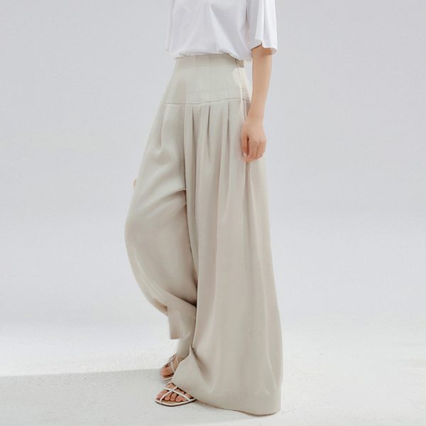 Spring Summer New Style Wide Leg High Waist Solid Color Outdoor Women Pants Trousers