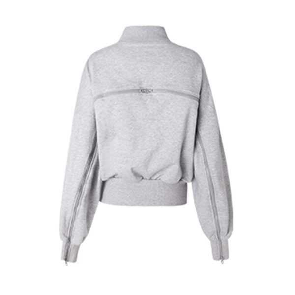 New Sweatshirts Irregular Design Off Shoulder Spliced Zippers Sweatshirt For Women