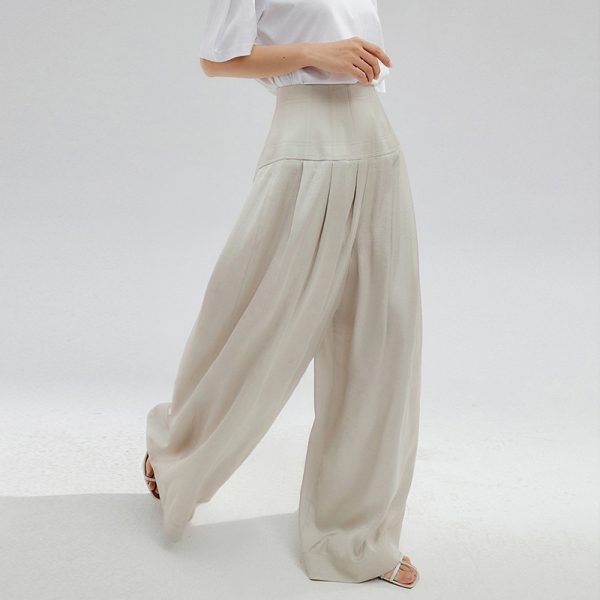 Spring Summer New Style Wide Leg High Waist Solid Color Outdoor Women Pants Trousers