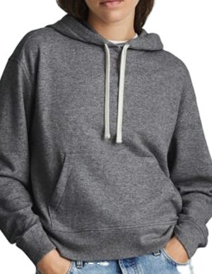 Premium Lightweight Terry Grey Hoodie Drawstring Hood Relaxed Drop Shoulder Front Kangaroo Pocket Boxy  Hoodie