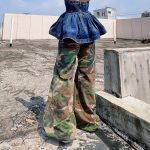 Wide Leg Women's Pants & Trousers Colorblock Camo Women Clothing 2024 Fashion