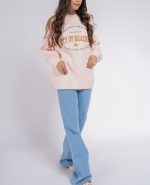 Oversize   Classy   Long sleeves Fleece Rib Cuffs  Hem off-Shoulder Sweatshirt