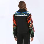 Patchwork Bandage Jacket Casual Lapel Collar Long Sleeve Colorblock Jacket Women