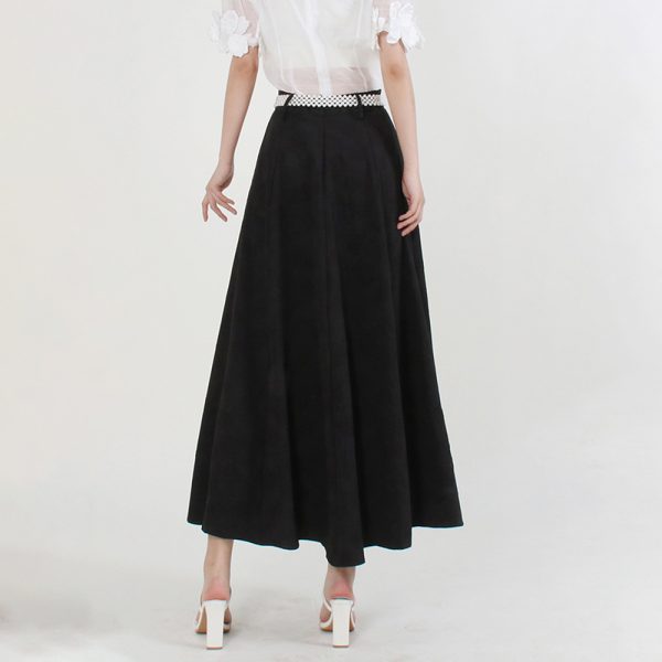 Vintage New Style Solid Color A Line High Waist Summer Midi Skirts Women