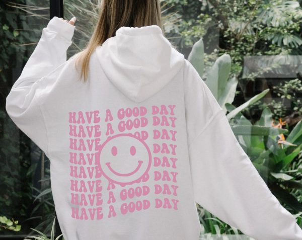 Unisex Retro Harajuku Crewneck Sweat Words on Back Oversized Letter Print Smile Embroidery Hoodie Sweatshirt