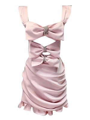 Square Collar Sleeveless High Waist Hollow Out Spliced Bow Lady Elegant Sexy Women Dresses 2024