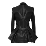 Lapel Long Sleeve Casual Pu Leather Solid Color Jackets For Women 2024