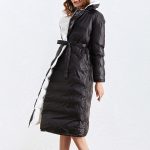 Autumn Winter Jackets Black And White Splicing Gather Waist New Style Women Puffer Jacket