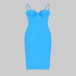 New Style Blue Square Collar Sleeveless High Waist Summer Long Dresses Women 2024