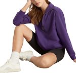 Premium Organic Zip Neckline Dropped Shoulders Side Pockets Relaxed Fit Dark Plum Sweatshirt