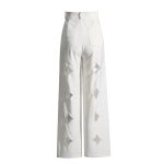 High Quality Patchwork Zipper High Waist Hollow Out White Pants For Women