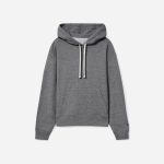 Premium Lightweight Terry Grey Hoodie Drawstring Hood Relaxed Drop Shoulder Front Kangaroo Pocket Boxy  Hoodie