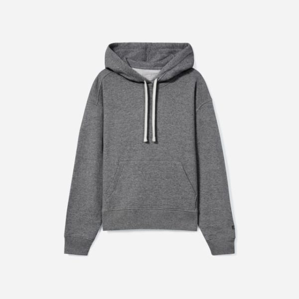 Premium Lightweight Terry Grey Hoodie Drawstring Hood Relaxed Drop Shoulder Front Kangaroo Pocket Boxy  Hoodie