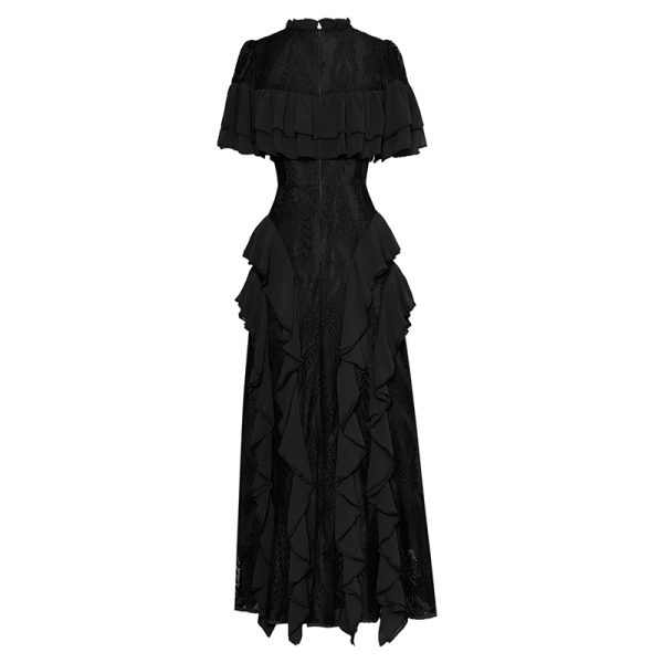 High Quality Stand Collar Long Sleeve Gathered Waist Women Long Maxi Dresses