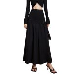 Hot Sale High Waist Solid Color High Waist A Line Midi Ladies Skirts For Women 2024