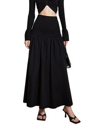 Hot Sale High Waist Solid Color High Waist A Line Midi Ladies Skirts For Women 2024