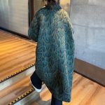 Medium And Long-Term Style Green Leopard Print Loose Windbreaker Jackets For Woman 2024