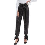 ladies Pencil pants High Waist Straight Streetwear Casual Patchwork Sequin