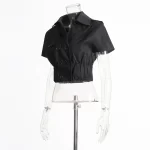 High Quality Patchwork Double Breasted Gathered Waist Short Jackets For Women 2024